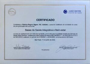 Certificado de Pós graduação em Saúde Integrativa